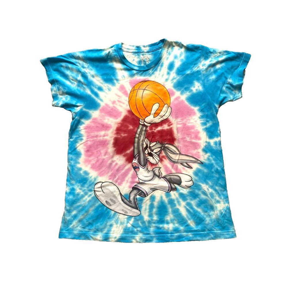Bugs Bunny Shirt Adult Medium Blue Tie Dye SPACE JAM Looney Tunes Basketball Men